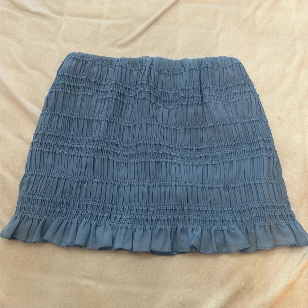 Abercrombie & Fitch Light Blue ruched Ruffled Mini Skirt skort 38077 - Picture 10 of 11